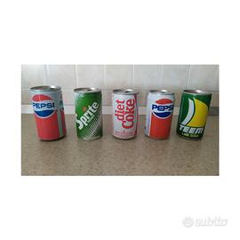 Lotto di 5 lattine vintage Pepsi Coca Cola ecc. 