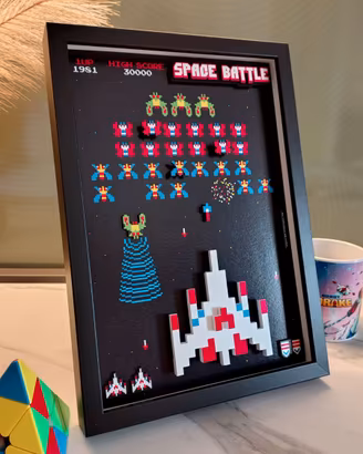 Retrogaming GALAGA Shadow Box 3D fatta a mano