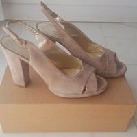 Sandalo Suede beige con tacco 8 cm
