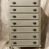 Cassettiera legno - mobile 7 cassetti verde antico