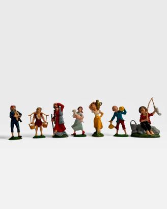 Lotto 7 Pastori Presepe Vintage Plastica