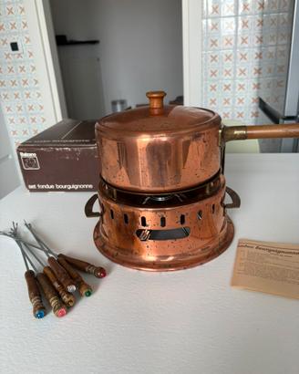 Set Fondue Bourguignonne Balzano in rame e legno