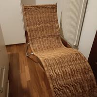 Chaise Longue Vintage in vimini e tubolare acciaio
