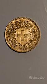 Marengo 20 franchi svizzeri del 1927 moneta d’oro
