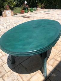 TAVOLO E 8 SEDIE IN PLASTICA VERDE PER IL MARE