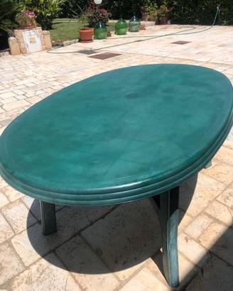 TAVOLO E 8 SEDIE IN PLASTICA VERDE PER IL MARE