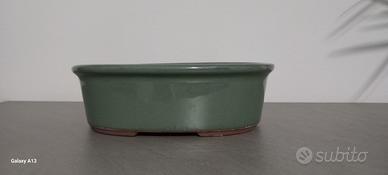 Vaso Bonsai smaltato verde chiaro 