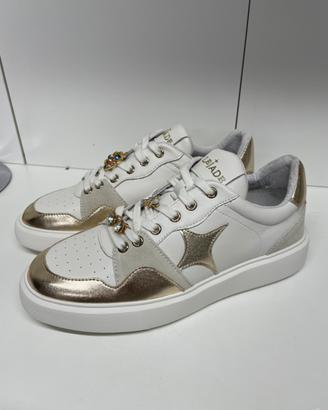 Sneaker in vera pelle Lejade n 40 bianco e oro
