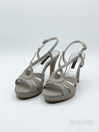 Sandali ALBANO Elegantissimi Argento Glitter TG 36