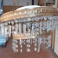 Lampadario in ottone con pendenti cristallo