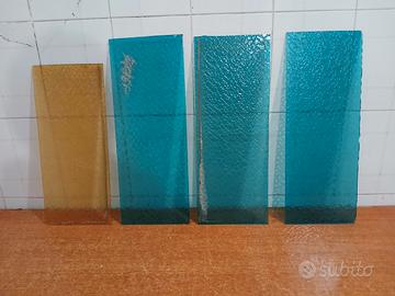 4 Pannelli Vetri Antichi, Blu oceano e Giallo ocra