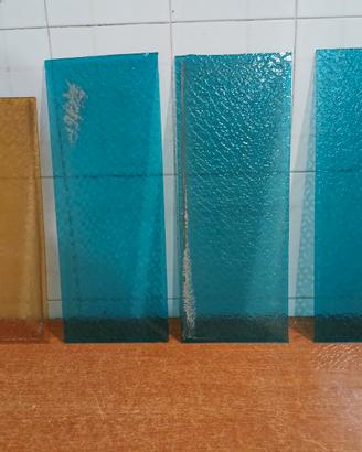 4 Pannelli Vetri Antichi, Blu oceano e Giallo ocra