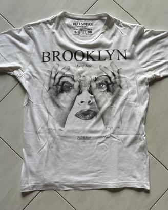T-Shirt Pull & Bear Bianca Tg.S - Brooklyn