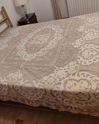 Copriletto Pizzo Matrimoniale Beige/Bianco