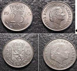 25 Cent - 2½ Gulden - 5 Cent 1965-1970-1993 Olanda