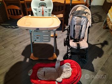 Seggiolone, sdraietta e passeggino 