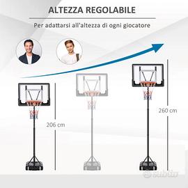 HOMCOM Canestro Basket Altezza Regolabile 160-210c
