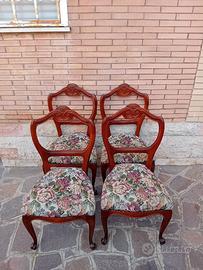 Sedie 4 pezzi in stile Luigi Filippo con schienale