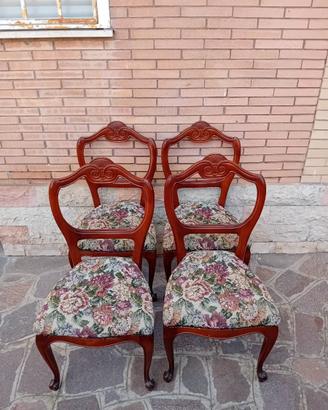 Sedie 4 pezzi in stile Luigi Filippo con schienale