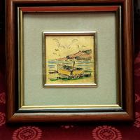 Quadretto in legno con serigrafia su foglia d'oro 