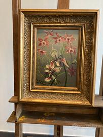 Olio si compensato con cornice dorata