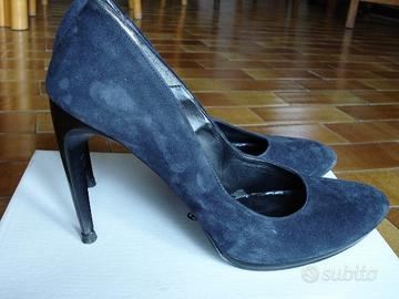 Scarpa decollete in camoscio blu nr.40