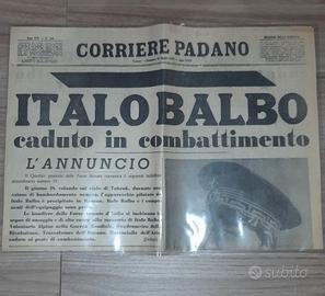 "Corriere Padano" del 30 X 1940. Morte di Balbo
