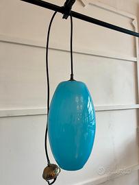 Lampadario a sospensione in vetro azzurro
