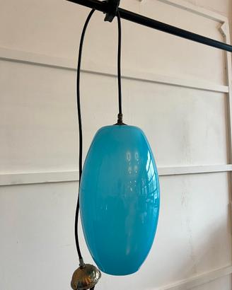 Lampadario a sospensione in vetro azzurro