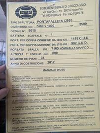 LOTTO Scaffalature Portapallet CBS CB65 - 38 Metri