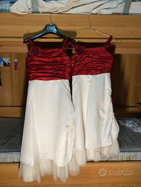 Vestito sposa bianco e rosso  più 4 vestiti damige