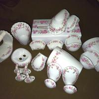 Set Accessori Bagno 20 pz Porcellana Paris Vintage