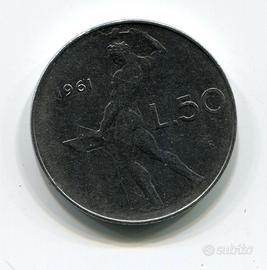 Moneta da 50 lire del 1961