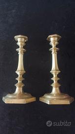 Coppia Candelieri Bronzo Dorato Luigi XIV