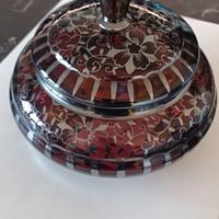 ciotola a vaso in vetro con riporti in argento 