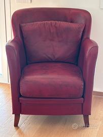 Poltrona bordeaux in Vera Pelle