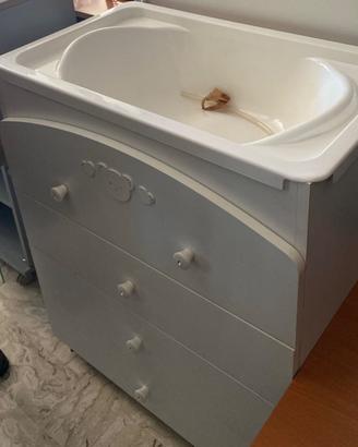 Fasciatoio neonati con vaschetta per bagnetto 