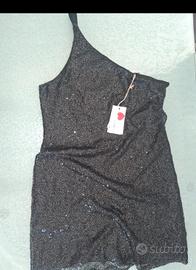 Abito Monospalla Paillettes Nero "Brizzi" Tg M