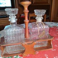 Porta liquori con supporto in legno vintage 