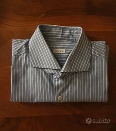 Camicia a righe, celeste, collo 42