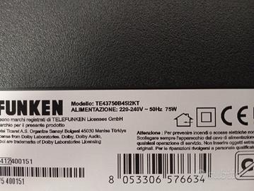 TV Telefunken ricambi TE40750B4512KT in blocco