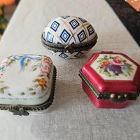 set 3 scatoline porta pillole in porcellana vintag
