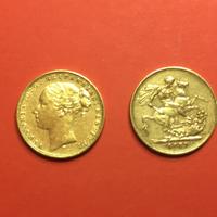 Sterlina d'oro regina Vittoria testa giovane