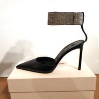 Decolletè,tacco,pelle,nero,strass,Sergio Rossi,n40
