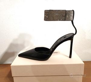 Decolletè,tacco,pelle,nero,strass,Sergio Rossi,n40