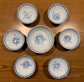 Set ciotole porcellana in grana di riso. Cinese