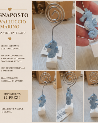 Elegante segnaposto decorativo con cavalluccio mar