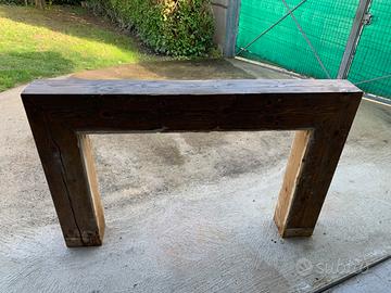 Mensola cornice in legno massello per camino