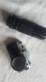Canon AE1 con kit ottiche 50mm e raro zoom 100/200