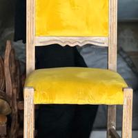 SEDIA IN LEGNO CON SEDUTA E SCHIENALE IN VELLUTO